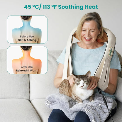Nekteck Shiatsu Neck Massager with Heat for Pain Relief, NOT Cordless