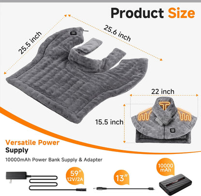 Weighted Heating Pad for Neck and Shoulders Back, Plug-in Heated Shoulder Wrap with 12V 2A Power Cord, No Battery Large Neck Heating Pad, 3 Heat Settings & Auto Shut Off, Ideal Gift for Mom and Dad