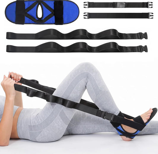 Knee Recover Strap for Post-Surgery Rehab - Recovery from Knee Replacement, ACL, MCL- Physical Therapy Aid for Bed Mobility, Seniors & Elderly, Foot & Calf Stretcher for Plantar Fasciitis