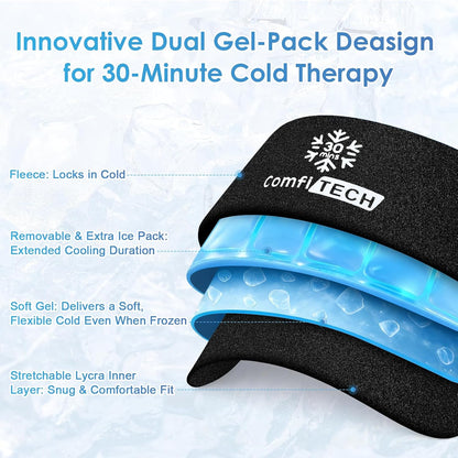 ComfiTECH Dual-Gel Elbow Ice Pack Wrap for Arm with 30-Min Cooling, L