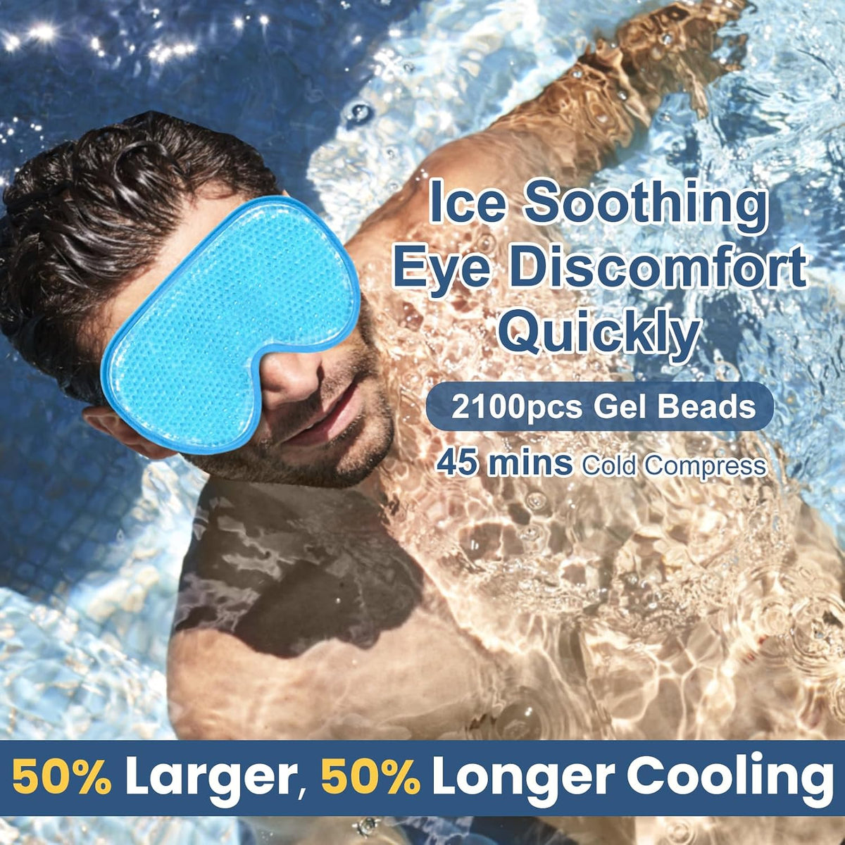 BeeVines Cooling Eye Mask, XL Jumbo Size Freezer Gel Eye Masks (2 Pack)