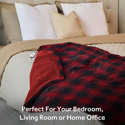 Sunbeam Electric Throw Royal Luxe Microplush Heated Blanket, 4 Heat Settings, 4-Hour Auto Shut-Off, Fast Heating, Warm and Cozy, Walnut Color, 50" x 60"