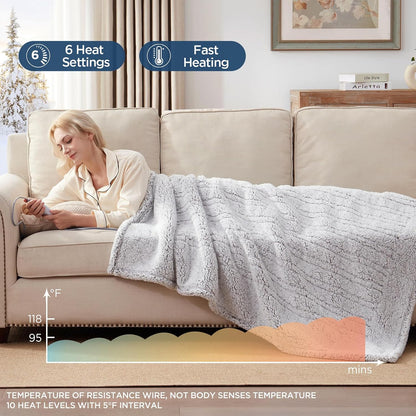 Westinghouse Electric Blanket Heated Throw, 6 Heat Settings, Grey