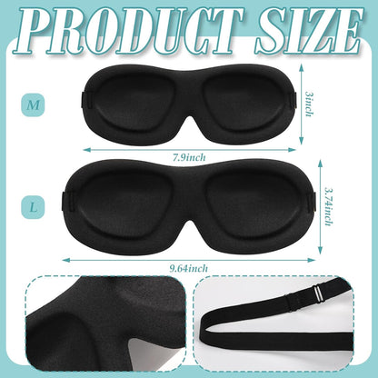 Bencailor 16 Pcs 3D Sleep Eye Mask 99% Blackout Mask with Adjustable Buckle No Eye Pressure Nose-Free Breathable Blindfold for Side/Back/Stomach Sleepers, Travel, Office Naps(Large)