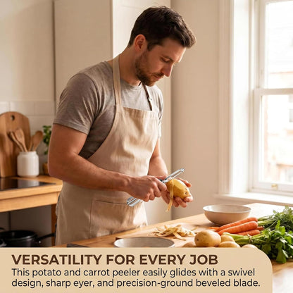 Aniso Kitchen vegetable peeler Stainless steel rotary peeler for vegetable and carrot fruit，with ergonomic safety and control handle-Dishwasher Safety