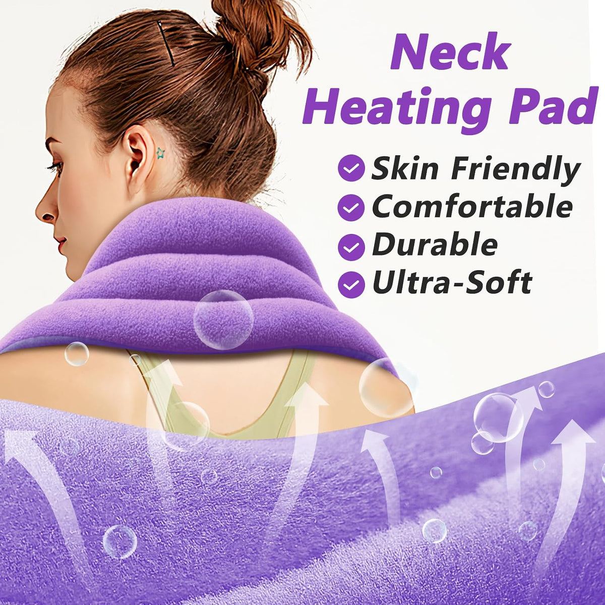 AiricePac Microwave Heating pad for Neck and Shoulders Back 33 * 5" microwavable Moist Heat Pack Warm hot Compress Neck wrap Weighted Rice Bean Bag Reusable Herbal Nature Calming Portable Grey