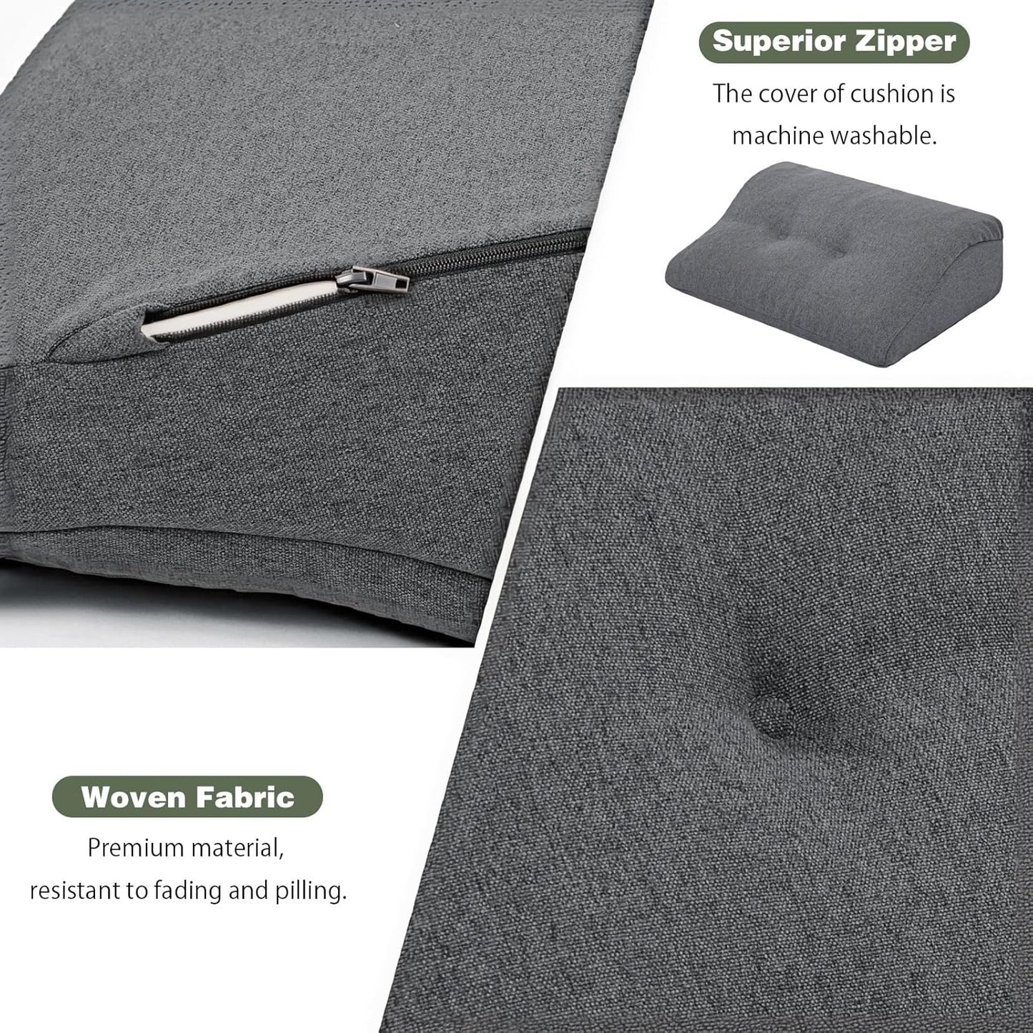 baibu Patented Dual-Layer Memory Foam Lumbar Pillow for Recliner, Brown | Large ergonomic back support for recliners, sofas and gaming chairs, with a removable machine-washable cover.