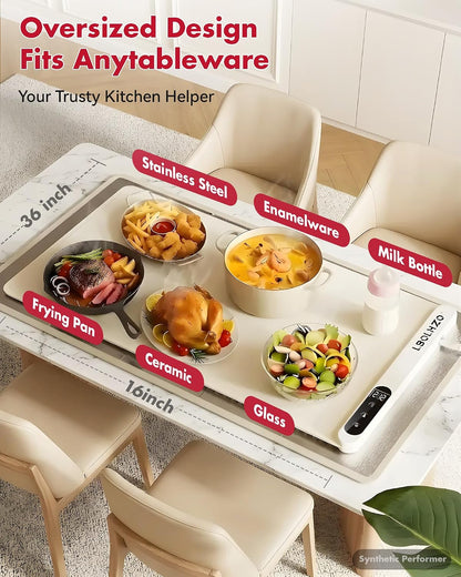 Warming Mat For Food Extra Large 36"x16" 580W Food Warming Mat Buffet Servers and Warmers,Chafing Dishes for Buffet 6 Temp 6 Hour,Roll Up Food Warmers for Parties Buffet Catering Gatherings