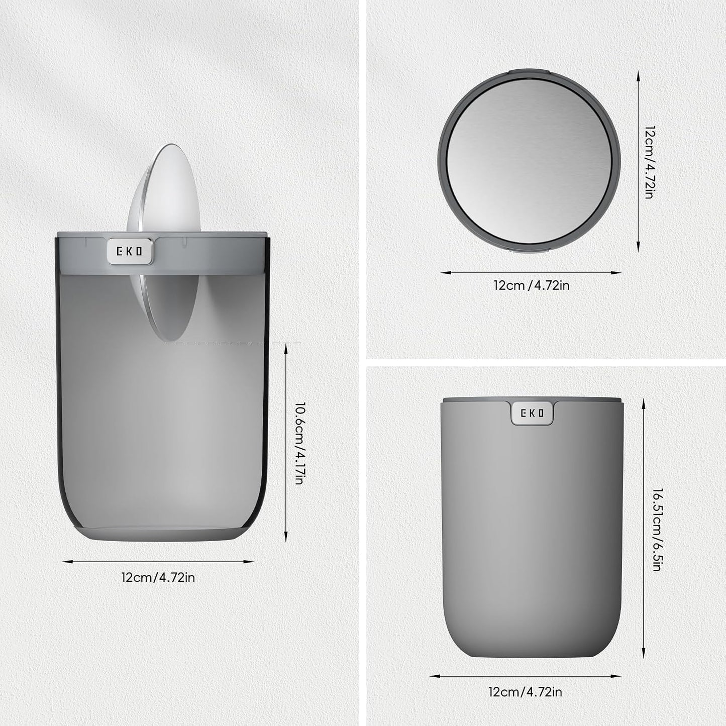 EKO Fandy 0.58 Gal/2.2L Mini Trash Can with Lid, Swing-Top Desktop Trash Can for Bathroom, Countertop, Vanity, Desk or Office, Small Garbage Bin (Blue)