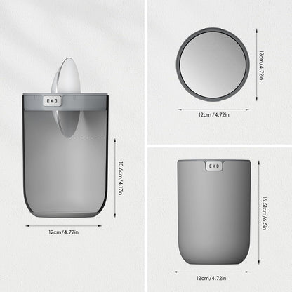 EKO Fandy 0.58 Gal/2.2L Mini Trash Can with Lid, Swing-Top Desktop Trash Can for Bathroom, Countertop, Vanity, Desk or Office, Small Garbage Bin (Blue)