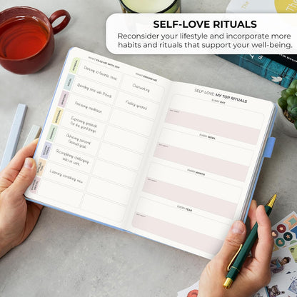 Clever Fox Self-Love Journal for Women, Gratitude, Positivity, Aquamarine | 6-month daily mental health journal with stickers, self-care, anxiety therapy, life & wellness planner for teens & adults