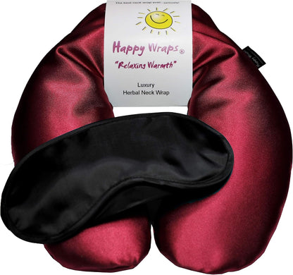 Microwavable Herbal Neck Wrap - Hot Cold Aromatherapy Neck Warming Pillow - Heating Pad for Migraines, Stress, Gifts for Women, Birthdays, Christmas and Free Sleep Mask - Purple Cotton