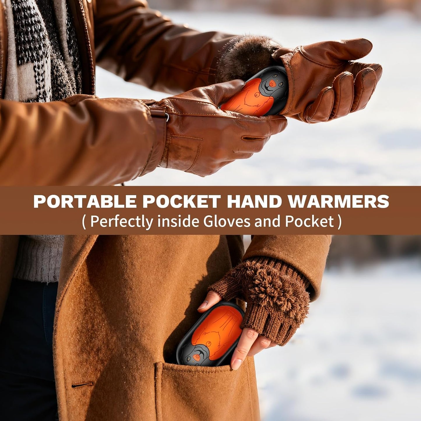 Hand Warmers Rechargeable 2 Pack, Magnetic Electric Handwarmer, 3-Level Steady Temperature, Up to 24 Hours Heating for Christmas Birthday Gifts, Hunting Essentials