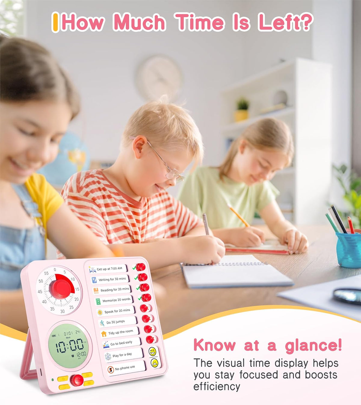 Herloreen Visual Timer for ADHD, Chore Chart & Task Planner for Kids,Adults