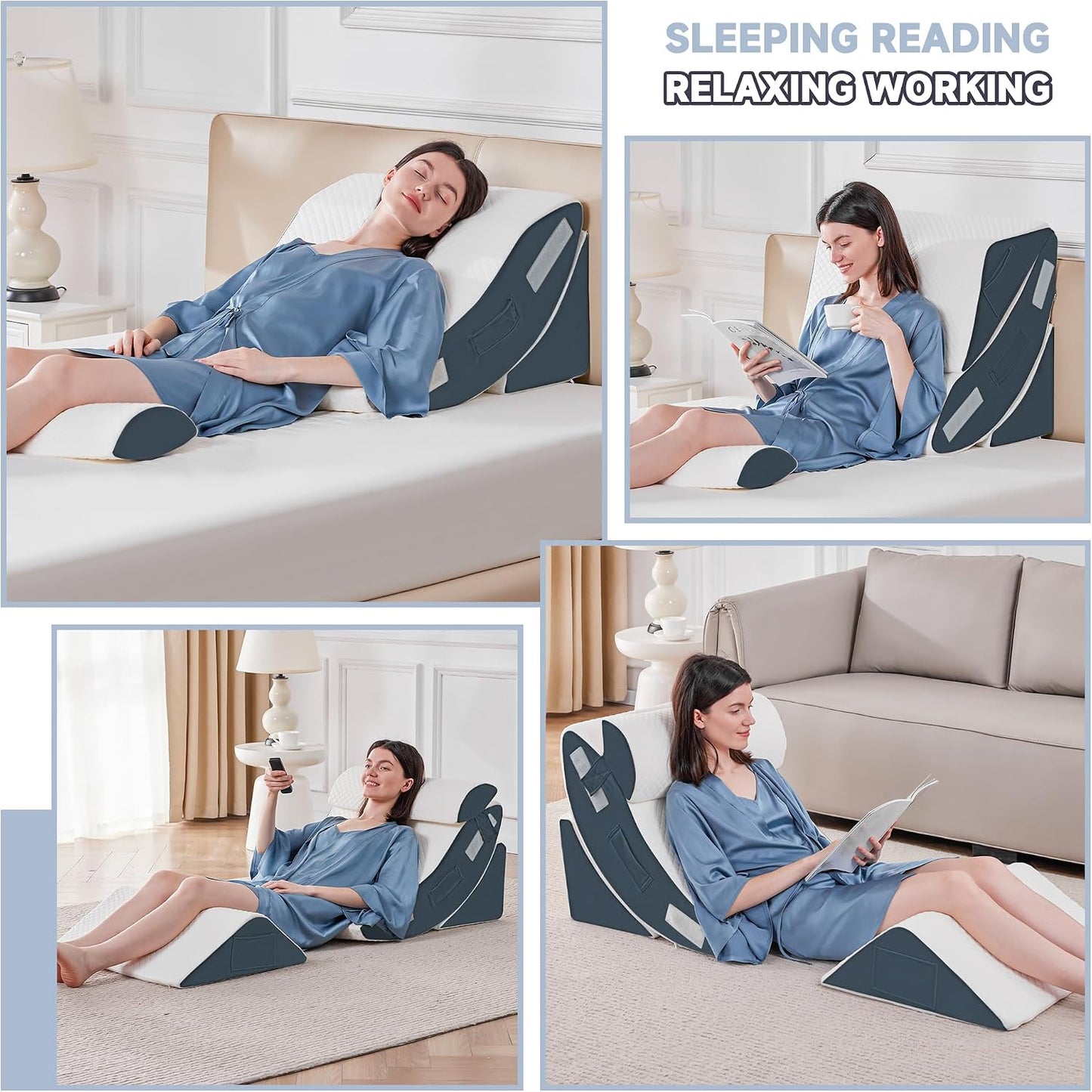 Yojoker Leg Elevation Pillows for Swelling, Memory Foam Wedge Pillow for Legs Blood Circulation, Leg Elevation Pillows for After Surgery, Knee Wedge Pillow for Sleeping Back Hip Ankles Relief