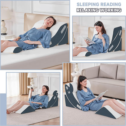 Yojoker Leg Elevation Pillows for Swelling, Memory Foam Wedge Pillow for Legs Blood Circulation, Leg Elevation Pillows for After Surgery, Knee Wedge Pillow for Sleeping Back Hip Ankles Relief