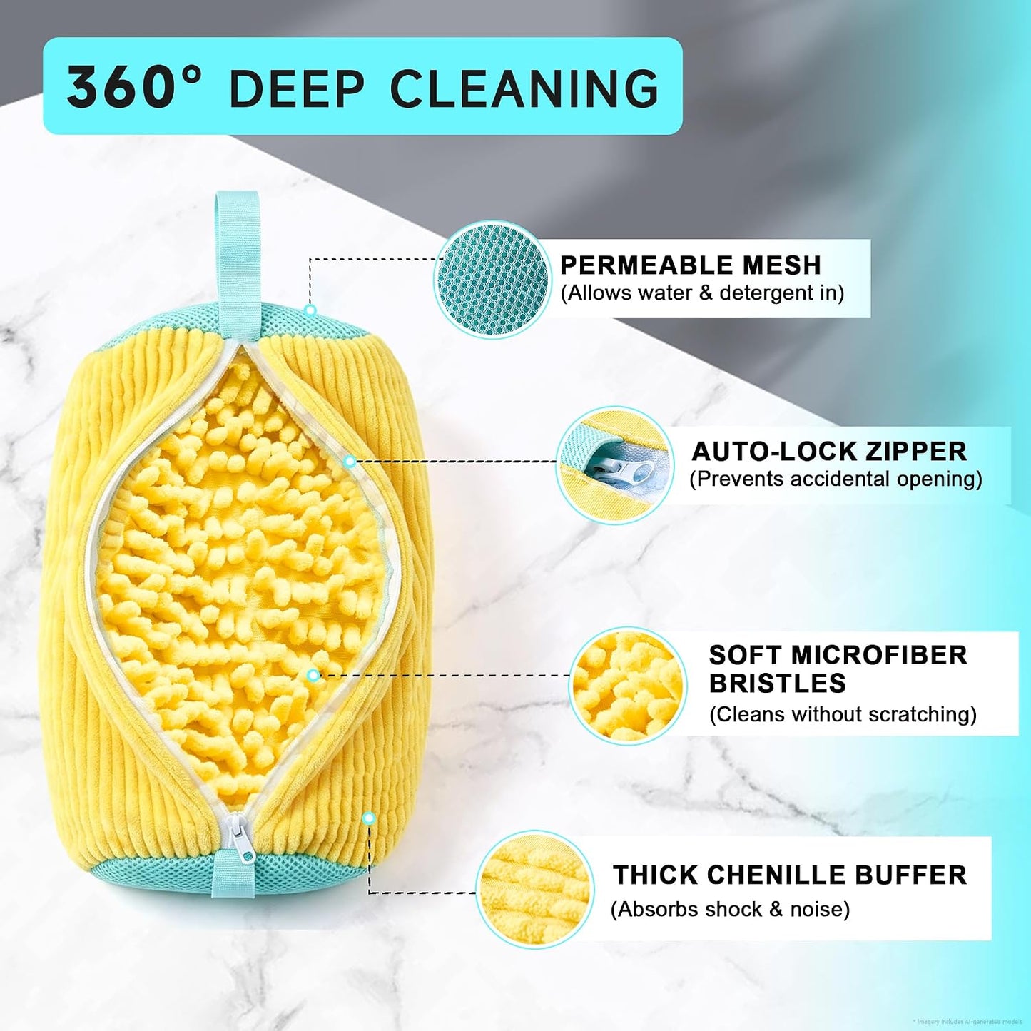 Shoe Washing Machine Bag, 4 Pcs Shoe Laundry Bag for Sneacker | With 4 Boot Stretcher (L 6-12.5 & S 5-10.5), Reusable,Durable Zipper,360°Deep Cleaning, Fit Most Shoes Types