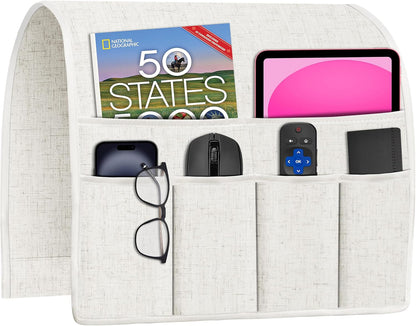 Joywell Remote Caddy Couch Remote Control Holder for Recliner Sofa Armrest Organizer Non Slip Arm Chair Caddie with 6 Pocket Storage for Magazine, Tablet, Phone, iPad, Black