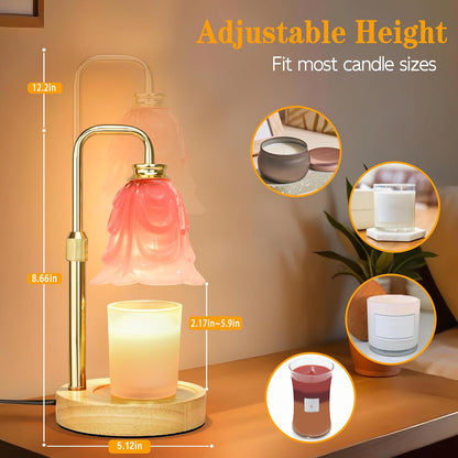 XJZJY Pink Flower Candle Warmer Lamp with Timer, Birthday Gifts for Women