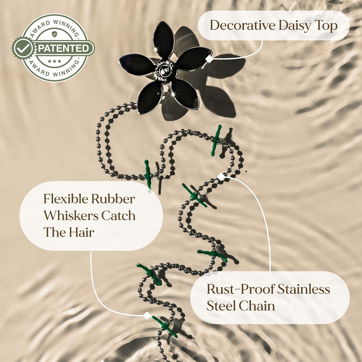 Shower Drain Hair Catcher – Disposable Bathroom Hair Trap, Easy to Install in Shower Drain Cover, Helps Prevent Clogs – As Seen on Shark Tank – Silver Flower (4-Pack)
