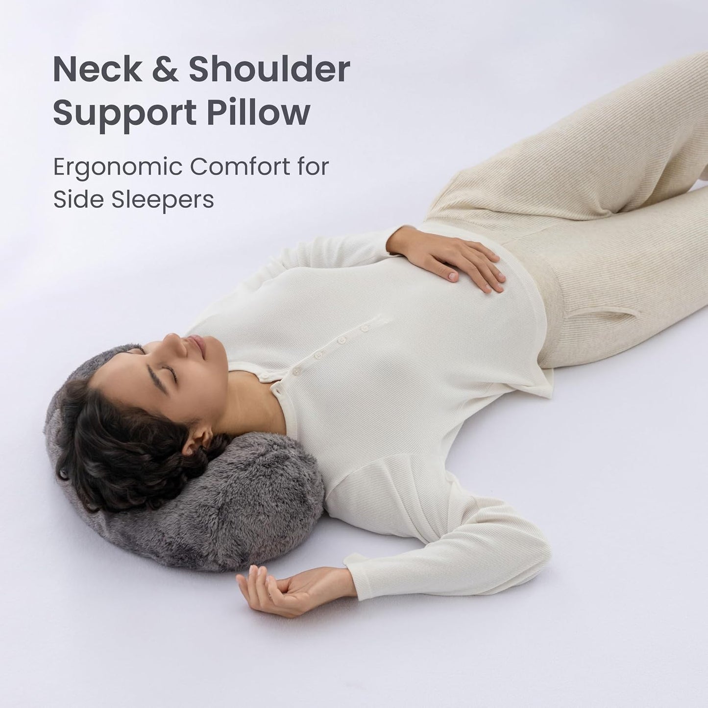 Berkshire Cervical Neck Roll Pillow with Extra-Fluffy™ Removable Cover, Multi-Purpose Bolster Cushion for Couch, Office & Travel, One Size 13.5" x 7.5", Smoke