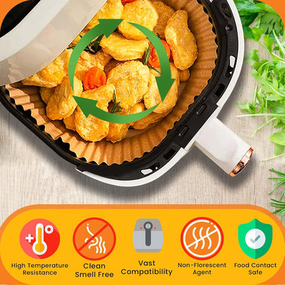 UrbanAir 6.5-Inch Square Air Fryer Paper Liners 125pcs for Easy Cleanup - Non-Stick, Heat-Resistant, and Perfect Fit for Hassle-Free Cooking | Bleach-Free Parchment| (6.5 in/16cm 125pcs)