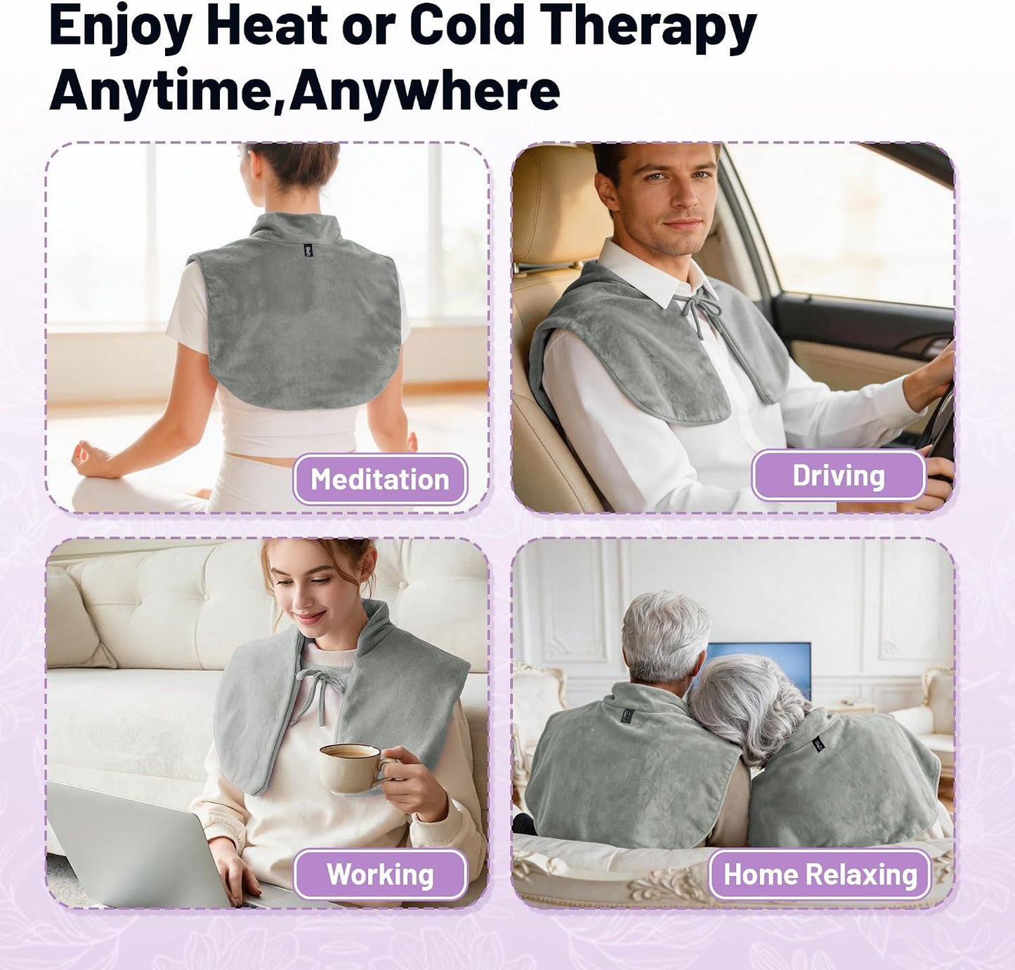 Microwavable Neck Heating Pad for Shoulders, Back and Chest | Warm & Cooling Plush Shoulder Weighted Heating Pad, Adjustable Comfort Fit For Women And Men For Home & Office