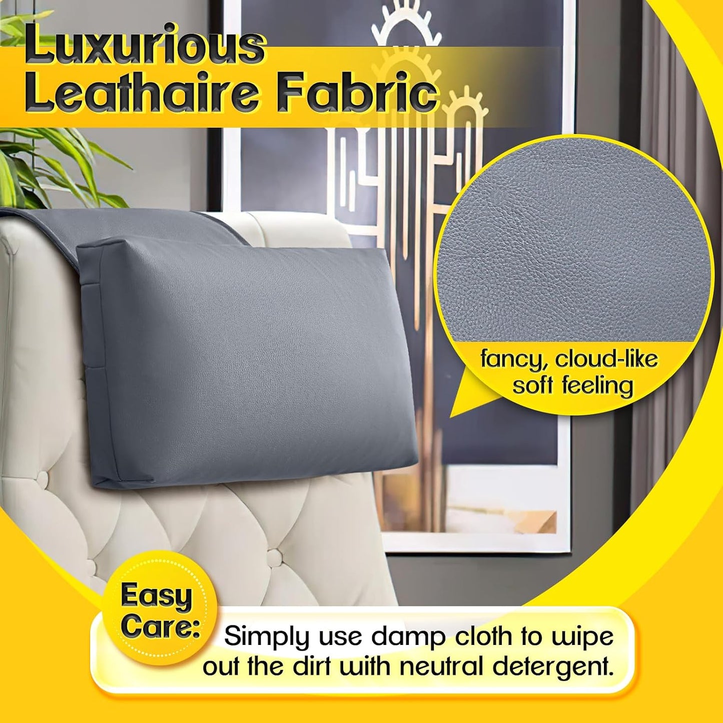 1 MIDDLE ONE Recliner Pillow, Memory Foam Head, Headrest and Neck Pillow for Recliner Chair, Small Neck Support for Office Chair (Grey)