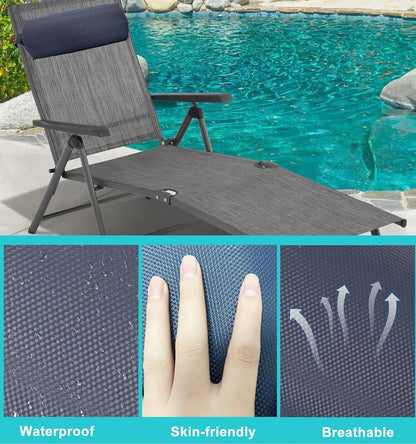Headrest Pillow for Recliners, Zero Gravity Chair Replacement Pillows with Strap, Large 16.2" Length Outdoor Chaise Lounge Chair Cushion for Neck Lumbar Support, Black