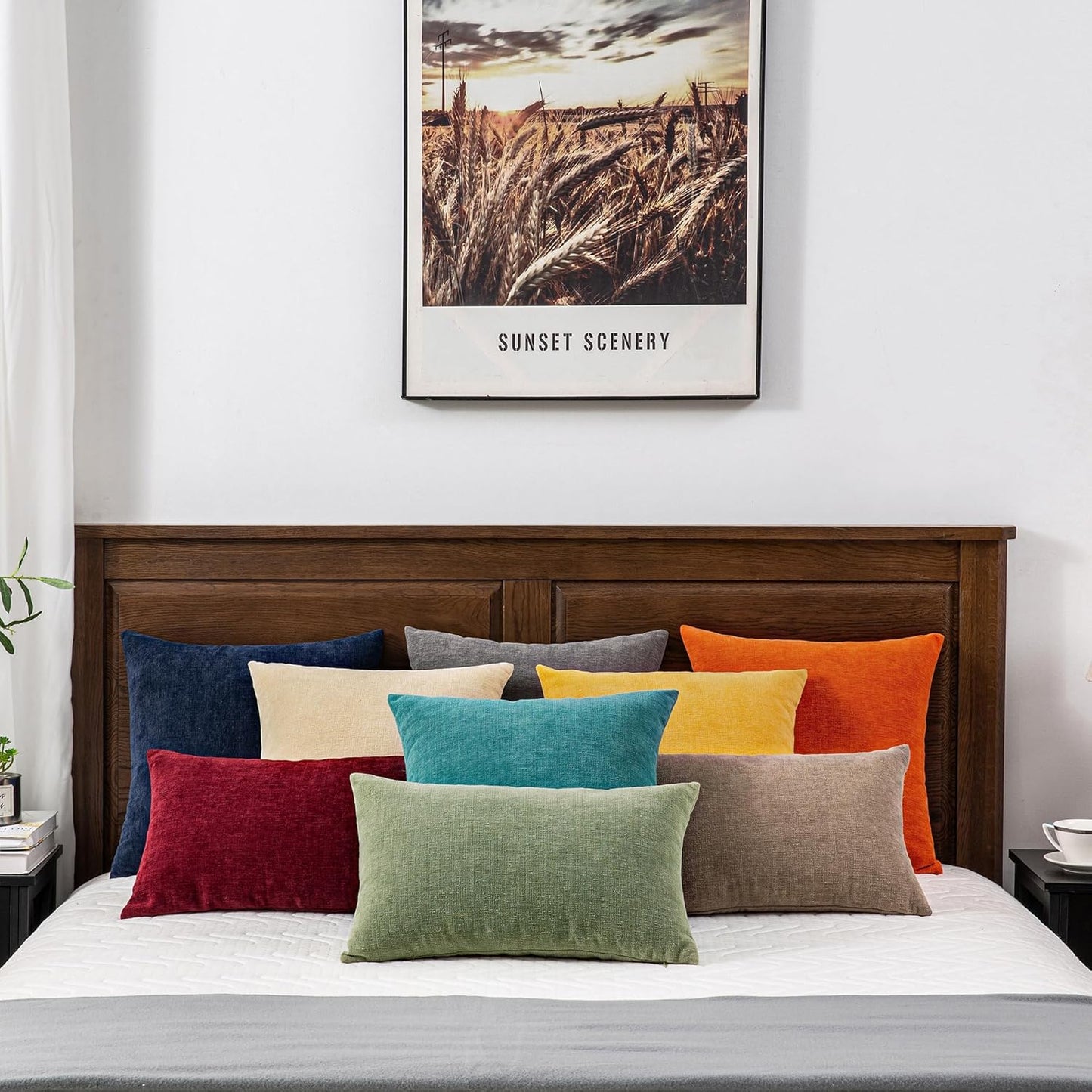 GAWAMAY Lumbar Support Pillow Decorative Rectangle Throw Pillow Covers 12"x20" Inch Set of 2, Soft Chenille Fall Pillowcase for Living Room Bedroom Sofa Couch Cushion Cover Grey 30x50cm (No Insert)
