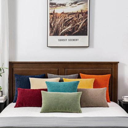 GAWAMAY Lumbar Support Pillow Decorative Rectangle Throw Pillow Covers 12"x20" Inch Set of 2, Soft Chenille Fall Pillowcase for Living Room Bedroom Sofa Couch Cushion Cover Grey 30x50cm (No Insert)