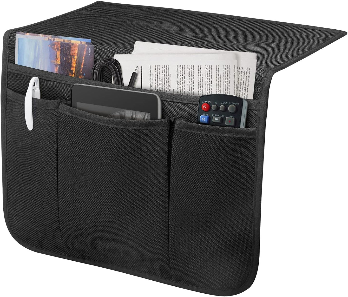 Bedside Caddy Bedside Storage Organizer Magazine Phone Tablet iPad Remote Holder, Organizer Caddy for Home College Dorm Bed, Sofa, Bunk Bed (Grey)
