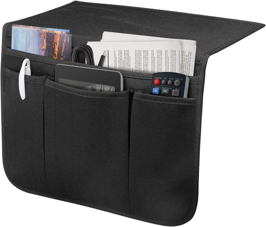 Bedside Caddy Bedside Storage Organizer Magazine Phone Tablet iPad Remote Holder, Organizer Caddy for Home College Dorm Bed, Sofa, Bunk Bed (Grey)