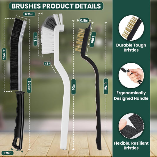 8 Pcs Crevice Cleaning Brush Set – Hard Bristle Cleaning Tools for Grout, Gaps & Narrow Spaces – Multi-Purpose Grout Brush, for Cleaning Bathroom, Shower, Window Tracks, Kitchen | Multi-Purpose Grout Brush for Bathroom, Shower, Window Tracks & Kitchen