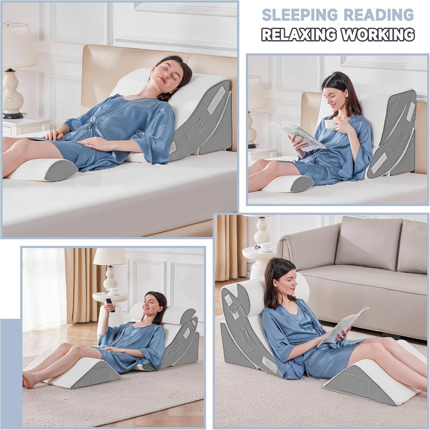 Yojoker Leg Elevation Pillows for Swelling, Memory Foam Wedge Pillow for Legs Blood Circulation, Leg Elevation Pillows for After Surgery, Knee Wedge Pillow for Sleeping Back Hip Ankles Relief