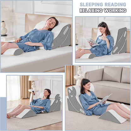 Yojoker Leg Elevation Pillows for Swelling, Memory Foam Wedge Pillow for Legs Blood Circulation, Leg Elevation Pillows for After Surgery, Knee Wedge Pillow for Sleeping Back Hip Ankles Relief