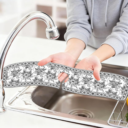 2 Pcs Kitchen Sink Splash Guard Faucet Mat Wood Grain Pattern Faucet Mat for Sinks Natural Wood Color Absorbing Drying Mats for Kitchen Bathroom, 23.6x5.5inch