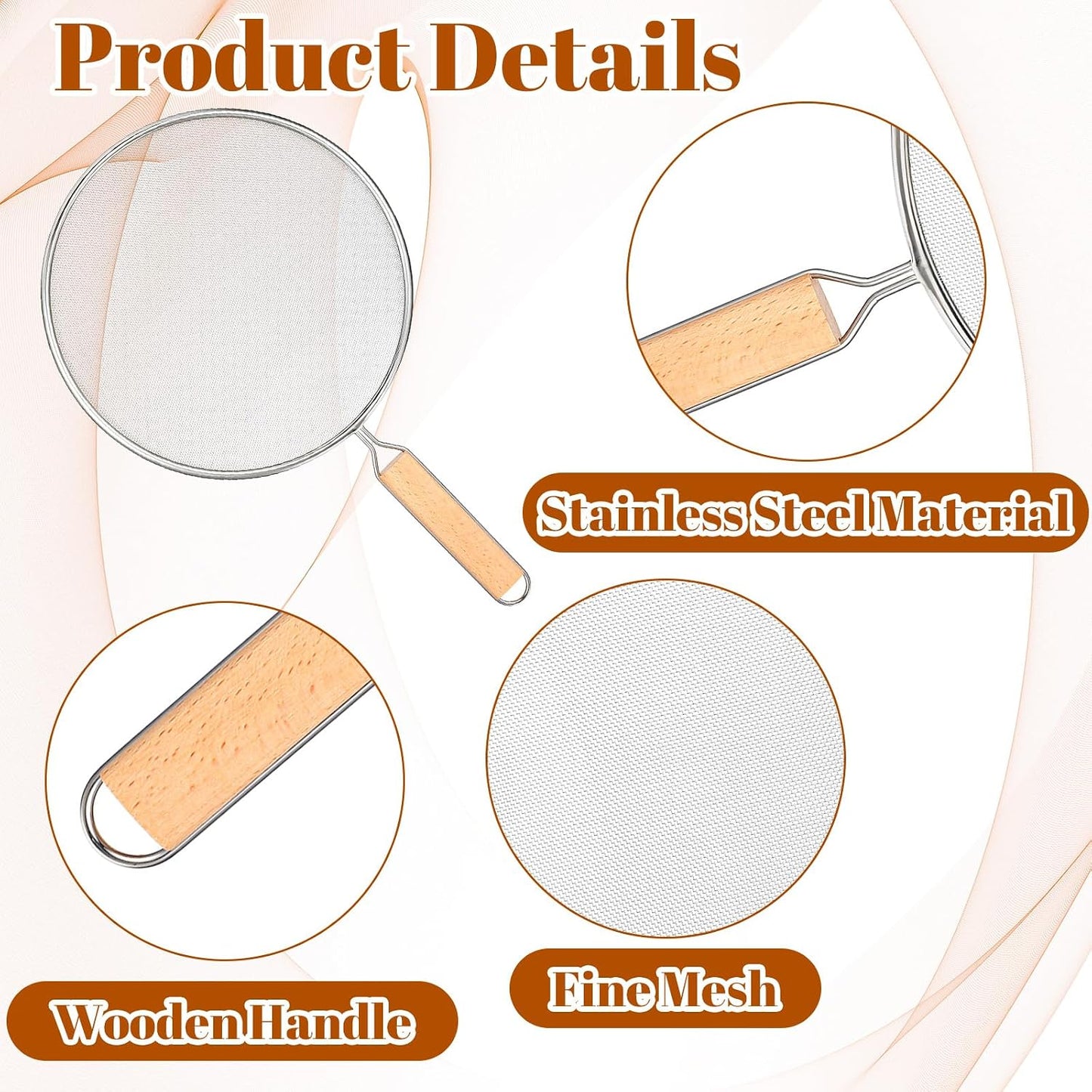 8.3Inch Grease Splatter Screen, Stainless Steel Splatter Screen for Frying Pan with Wood Handle Grease Splatters Guard Hot Oil Splash Protector Cover Oil Splash for Kitchen Cooking Supplies