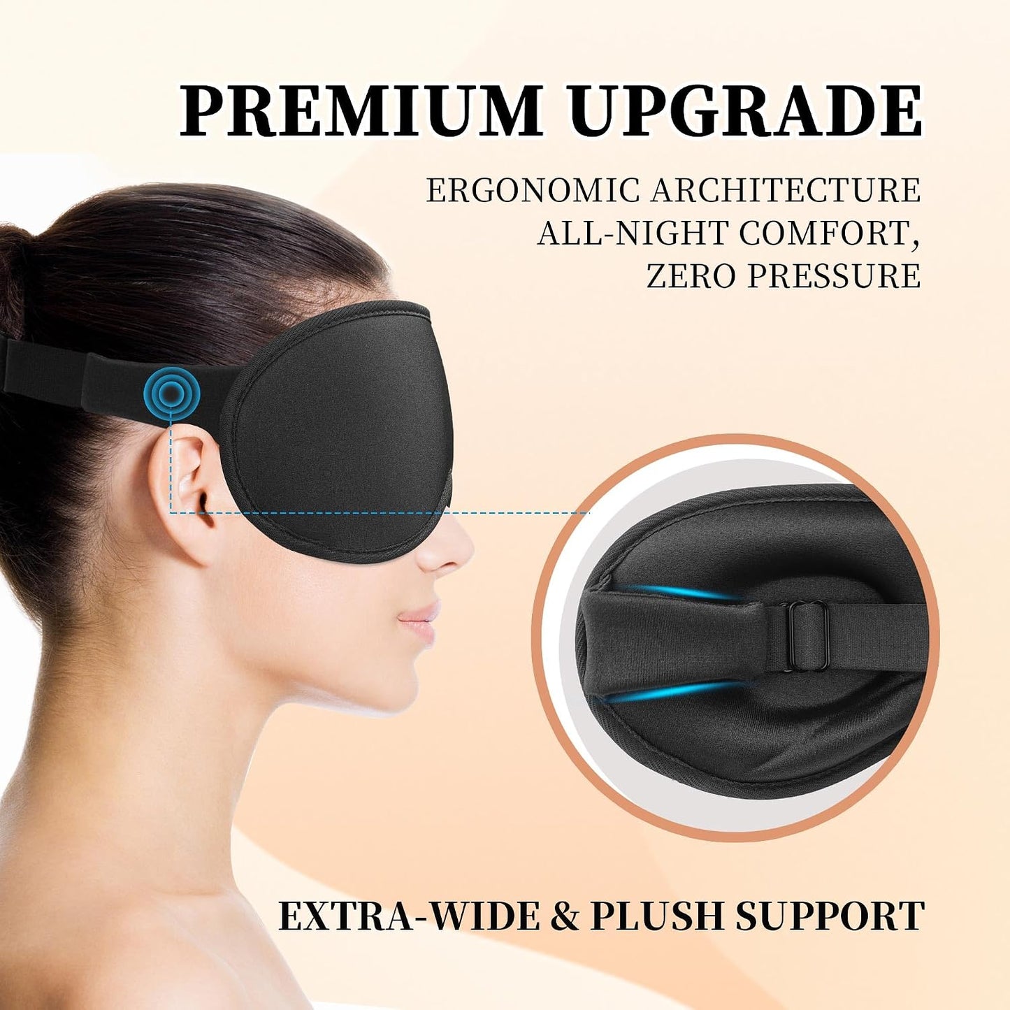 3D Sleep Mask for Men&Women, 2 Pack Contour Eye Masks for Sleep, Side Sleeping Mask for Men&Women, Blackout Eye Mask for Sleeping Eye Mask, Airplane Travel Essentials for Men, Meditation Black & Gray