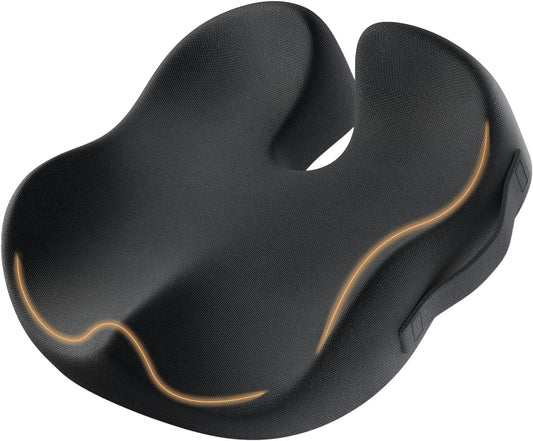 ProtoArc Seat Cushion, Office Chair Cushion for Sciatica, Black | Coccyx Cushion, Ergonomic Memory Foam Seat Cushion for Car, Home, Pressure Relief Pad for Hip, Tailbone, All Day Comfort