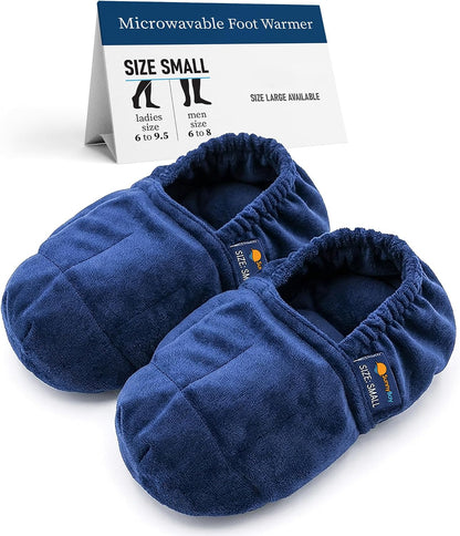 SunnyBay Microwavable Foot Warmer Slippers, Large, Navy Blue