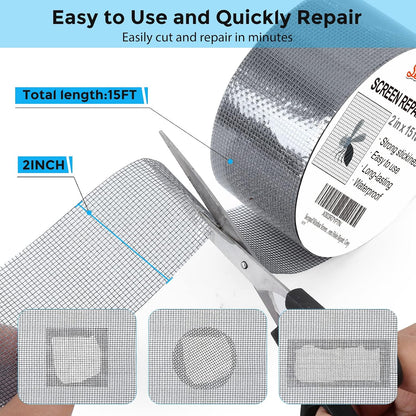 Secopad 2" x 420" (35FT) Screen Repair Tape, Screen Repair Kit, Black | Window Screen Patch, Quick Repair, Strong Adhesive, Easy to Use, For Mesh Window & Door, Cuttable Fiberglass, No Tools Needed