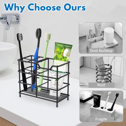 Electric Toothbrush Holders for Bathrooms 304 Stainless Steel Quick Drying | Upgrade Heavy Duty Sturdy Durable Toothpaste Holder Bathroom Organizer Storage Decor Accessories Tooth Brush Holder Caddy