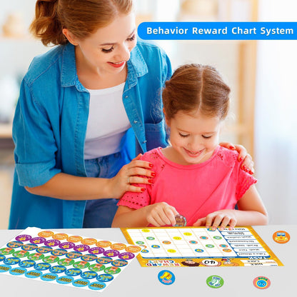 ANSTROUT Boho 32 Chore Charts Behavior Reward Chart System,Sticker Chore Chart Pad for Students with 2328 Stickers, 12.2" x 9.8" Magnetic Reward Chart to Develop Responsibility & Good Habits.