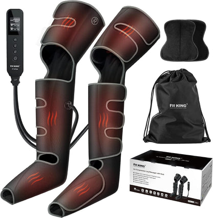 FIT KING Leg Massager with Heat and Air Compression, FSA-HSA | Full Leg & Foot Massager for Circulation and Pain Relief, Adjustable Wrap Design, Sequential Compression Device