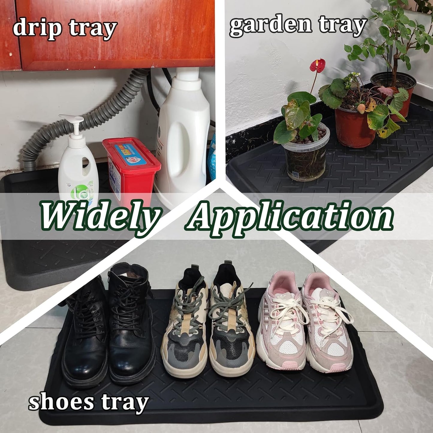 Rubber Boot Tray Shoes Tray for Entryway Multipurpose Boot Mat Trays with Raised Edge Indoor Outdoor Boots Mat for Shoes 27.5x16 Inches (1 Pack)