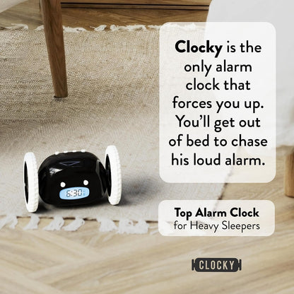 CLOCKY Alarm Clock on Wheels – Loud Rolling Alarm Clock for Heavy Sleepers