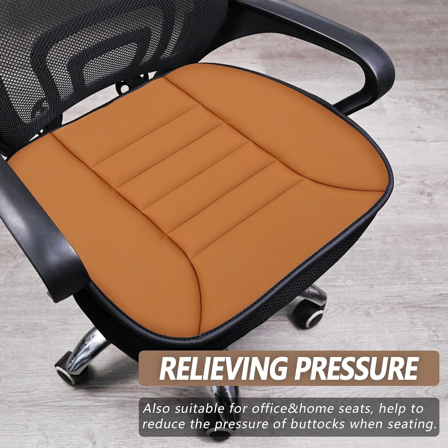 Car Seat Cushion Pad 1.2" Thick Comfort Seat Protector for Car Driver Seat Office Chair Home Use Memory Foam Seat Cushion with Non Slip Bottom, 20'' x 18.5'', Black