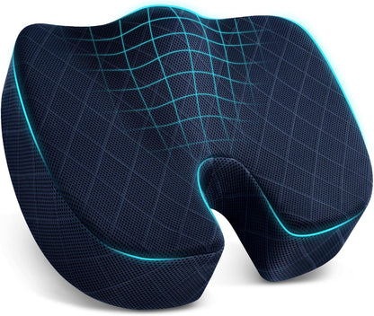 TushGuard Office/ Car Seat Cushion, Non-Slip Sciatica & Back Coccyx Tailbone Pain Relief Chair Pad, Memory Foam Butt Pillow for Computer Desk, Wheelchair, Driving (Black)