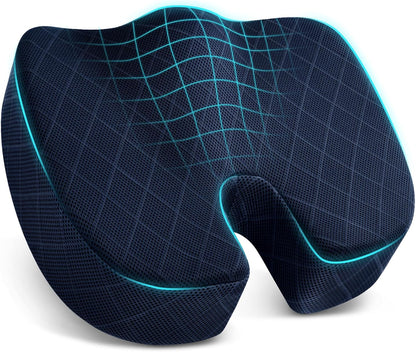 TushGuard Seat Cushion, Memory Foam Office Chair Cushion - Black, Large